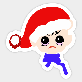 Angry baby wearing a Christmas cap Sticker